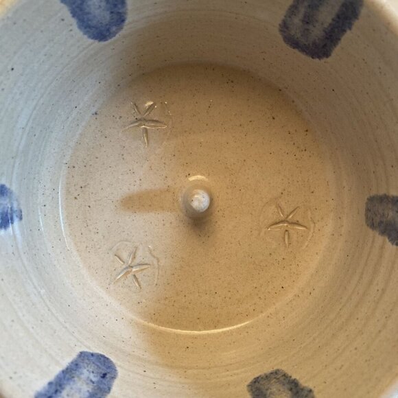 2 Dixieland Seagrove Pottery NC Apple Baker Vtg ‘94 Randy Sandy James White Blue - Picture 3 of 10